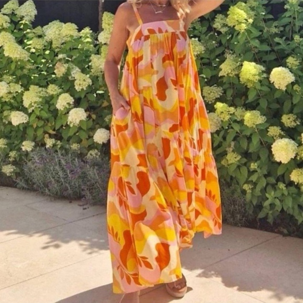 ANTHROPOLOGIE X ABEL THE LABEL | Abstract Print Boho Maxi Dress